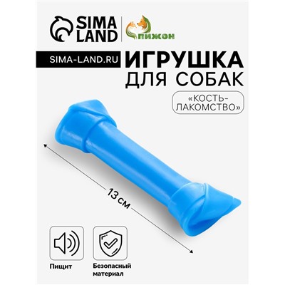 Игрушка пищащая "Кость-лакомство" для собак, 13 см, синяя