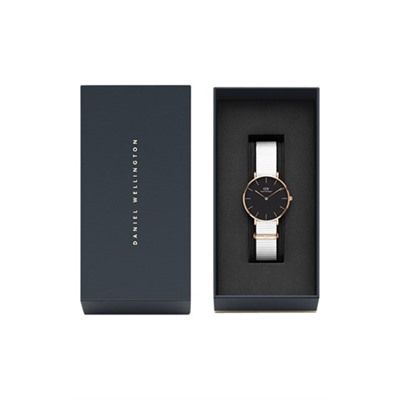 Reloj de cuarzo de nailon y chapado en oro rosa Petite Dover