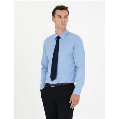 Blue Slim Fit Basic рубашка основная рубашка