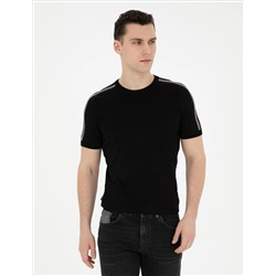 Black Slim Fit Bike Yaka Triko T -For