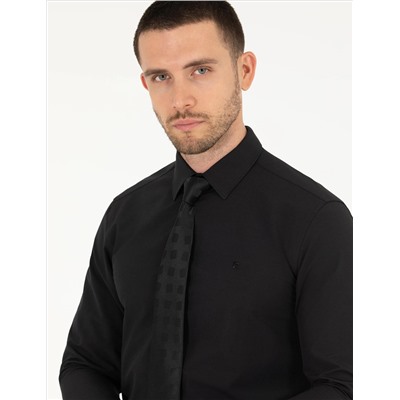 Классическая рубашка с длинным рукавом Black Slim Fit