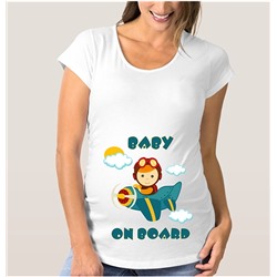 Футболка для беременных "Baby on Board" самолет