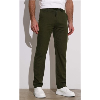 Брюки лен F111-0855 khaki