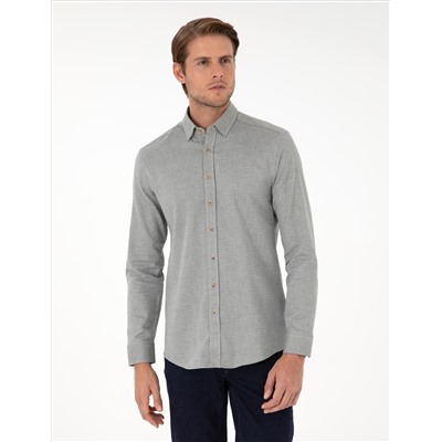 Open Khaki Slim Fit рубашка с длинным рукавом