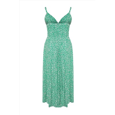 Зеленый A-Line Cramaze Yova Flower Pattern Летнее вязание платье большого размера TBBSS22AH00051