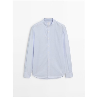 Camisa algodón rayas cuello mao