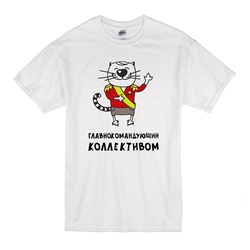 Футболка мужская "Главнокомандующий коллективом" кот