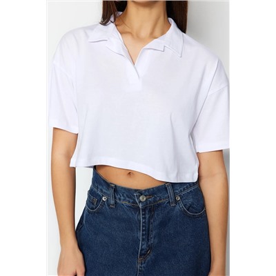 Белая 100 %хлопок расслабленная/наличия плесени Polo Polo Yaka Funtting футболка Twoss22ts0241