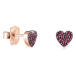 Pendientes San Valentin - plata bañada oro rosa 18 kt - rubí y zafiro