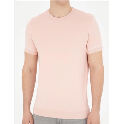 Светло -розовый Slim Fit Bike Yaka Triko T -For