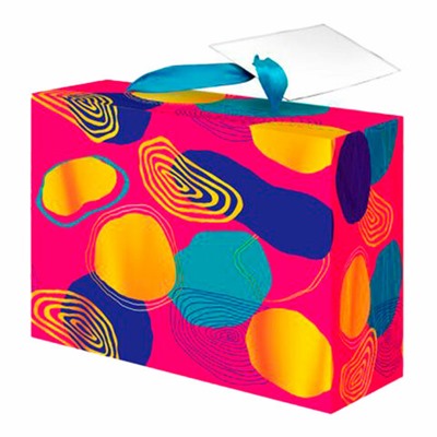 Пакет-коробка подарочный (1 штука) "Яркий", 22,5х13,5х20 см, тиснение фольгой, ламинация, 90079