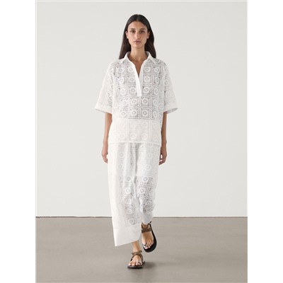 Camisa crochet bordado conjunto