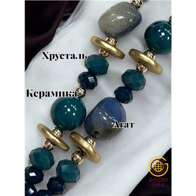 Цепь с натуральными камнями + серьги в подарок. Авторская работа АБ1/6