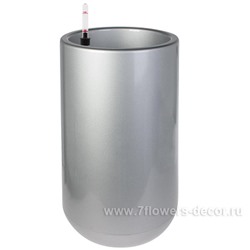 Кашпо PLANTA VITA "Jar Silk silver" с автополивом (пластик), D34xH65,5 см