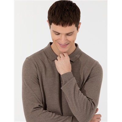 Vizon Melanj Slim Fit Polo yaka Основной вязаный свитер
