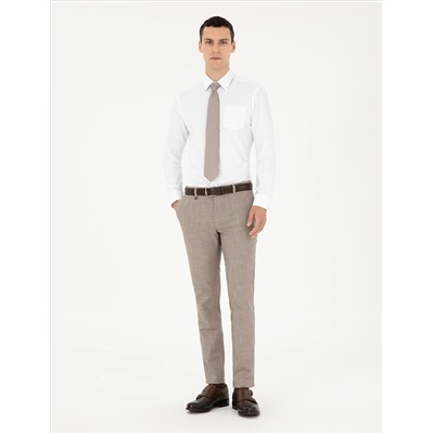 Бежевый бывший. Тканевые штаны Slim Fit