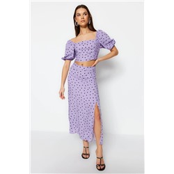 Slit Midi Midi Viscose Plating Polka Dot Blouse-Etk Team Twoss20au0097