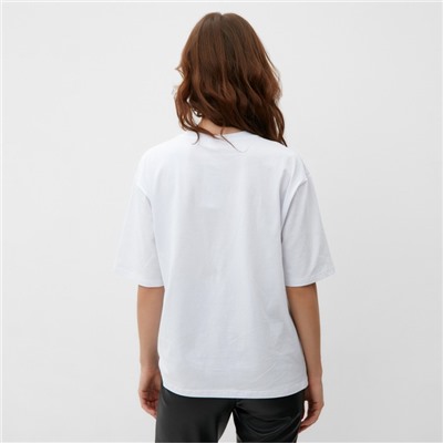 Футболка женская с кулиской MINAKU REGULAR FIT: цвет белый, р-р 42