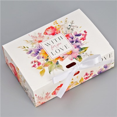 Коробка подарочная складная двухсторонняя, упаковка, «With love», 16.5 х 12 х 5 см
