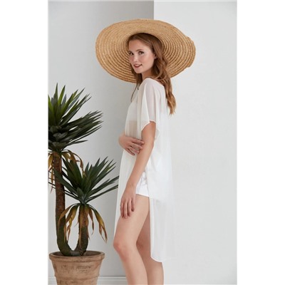 Длинный белый прозрачный тюль Beach Outlet Парео