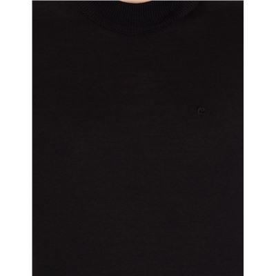 Black Slim Fit Bato Yaka Wool Смешанный базовый вязаный свитер