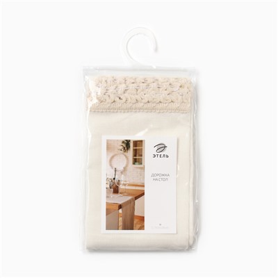 Дорожка на стол Этель Linen style, 40×146 см, 100% лён, белая