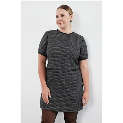Черный тикозе ekose Zippered Midi Styly Woven Plord TBBAW25AH00022