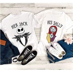 Парные футболки на Хеллоуин "Her Jack, His Sally"
