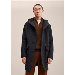 Abrigo lana reciclada capucha -  Hombre | MANGO OUTLET España