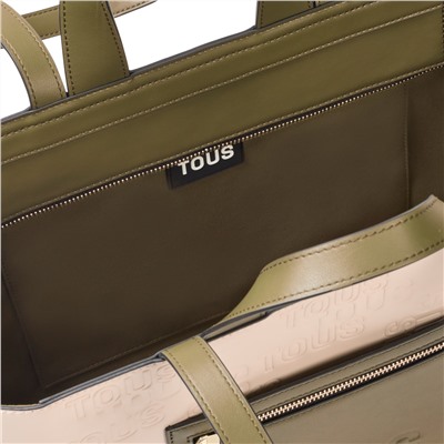 Bolso shopper - beige y caqui