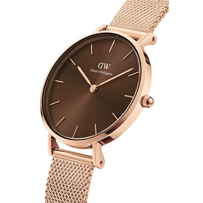 Reloj de cuarzo de acero y chapado en oro rosa Petite Amber