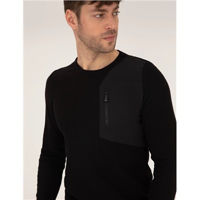 Black Slim Fit Bike Yaka Knitwear свитер