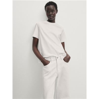 Jeans tiro medio wide leg full length