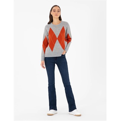 Серый Selanj Comfort Fit Свитер