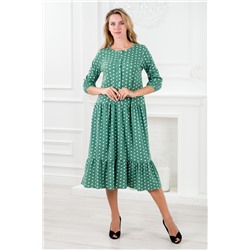 Платье женское из кулирки Софи / Горох на зеленом