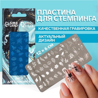 Пластина для стемпинга металлическая «Листья», 12 × 6 см
