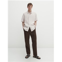 Camisa lino manga corta regular fit