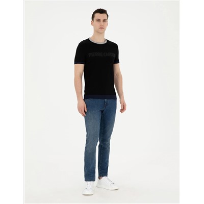 Black Slim Fit Bike Yaka Triko T -For