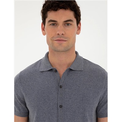 Темная кнопка Slim Fit с полным кнопкой с воротником поло