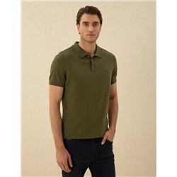 Кнопка с тонкой подгонкой хаки с Polo Yaka Knitwear T -For