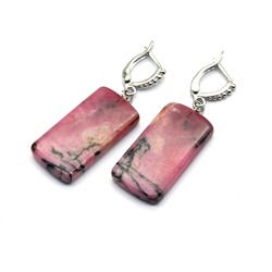 Серьги из родонита 15*29мм, 15г