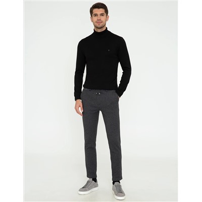 Black Slim Fit Fisherman воротниц Основной вязаный свитер