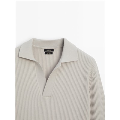 Jersey polo punto canalé algodón