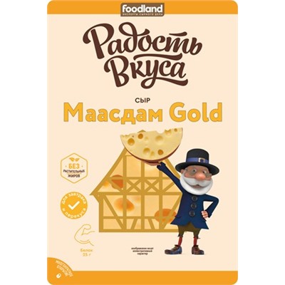 Сыр ТМ Радость Вкуса Маасдам Gold 45% слайсы 125 гр 10шт/уп