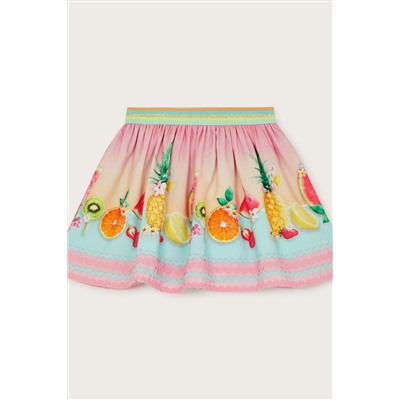Fruit Embroidered Ombre Skirt