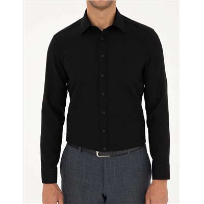 Black Slim Fit рубашка с длинным рукавом Amelor