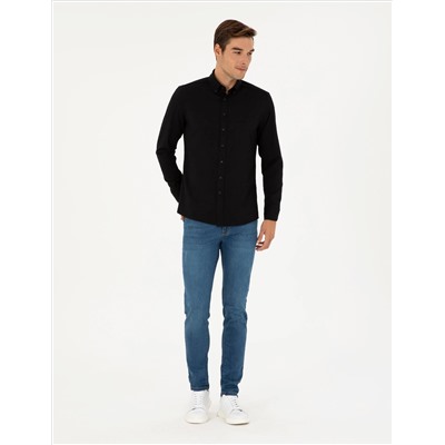 Black Slim Fit рубашка с длинным рукавом