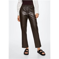 Pantalón cintura elástica efecto piel -  Mujer | MANGO OUTLET España