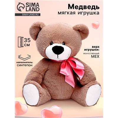 Мягкая игрушка «Медведь Паша» тёмный, 38 см