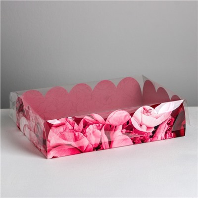 Коробка для печенья, кондитерская упаковка с PVC крышкой, Enjoy every moment, 20 х 30 х 8 см